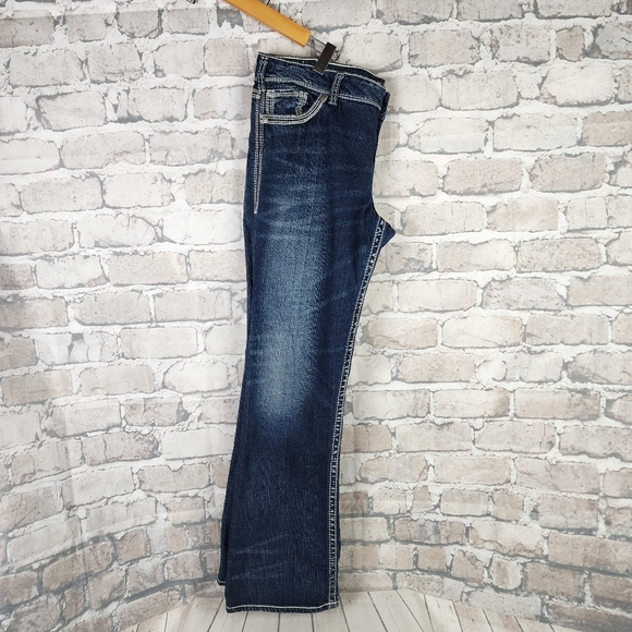 Silver Jeans Suki Mid Rise Slim Bootcut Dark Wash Size 36W/33L Rodeo Festival - Picture 11 of 16